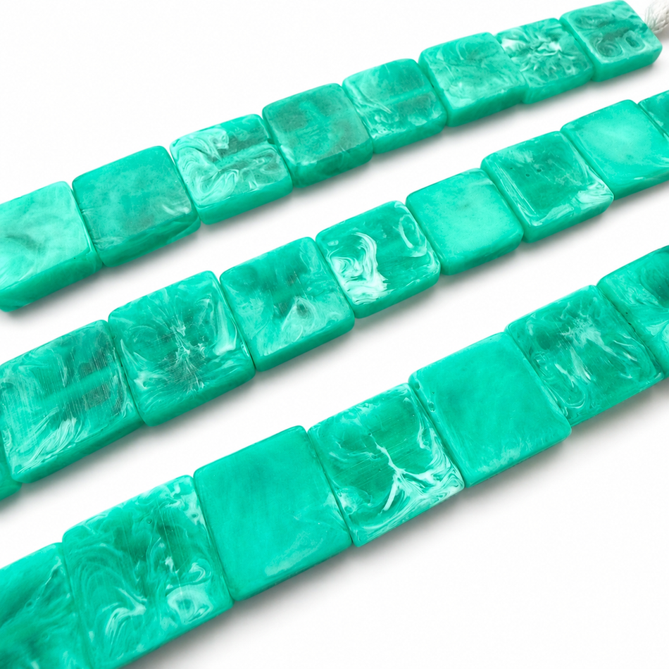 Flat Square Resin Bead 24mm Strand