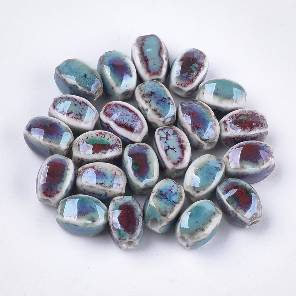 Oval Ceramic Beads 12mm, 10pcs