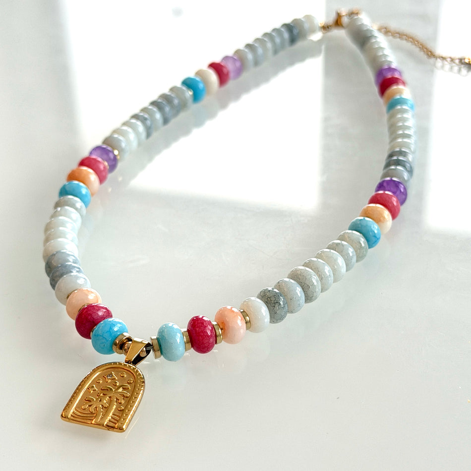 Minimalist Rondelle Necklace featuring a Stainless Steel Pendant, 19inch