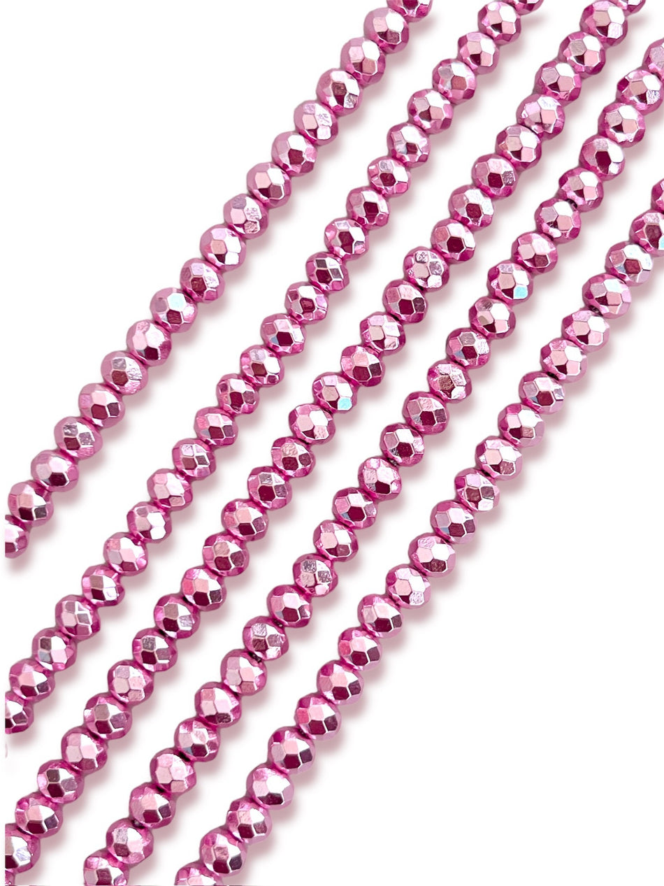 Pink Rondelle Crystal Strand