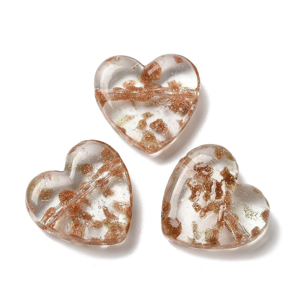 Lampwork Heart Bead 20mm, 2pcs