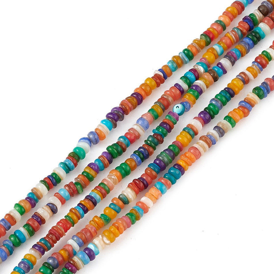 Rainbow Freshwater Shell Bead Strand, 4mm