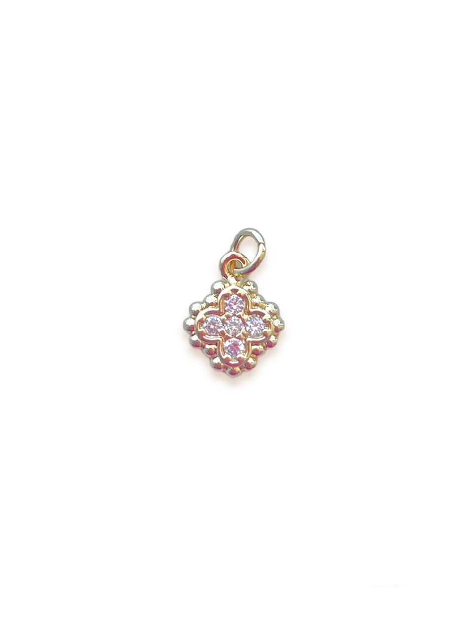 Gold Filled Zirconia Flower Pendant, 1pc