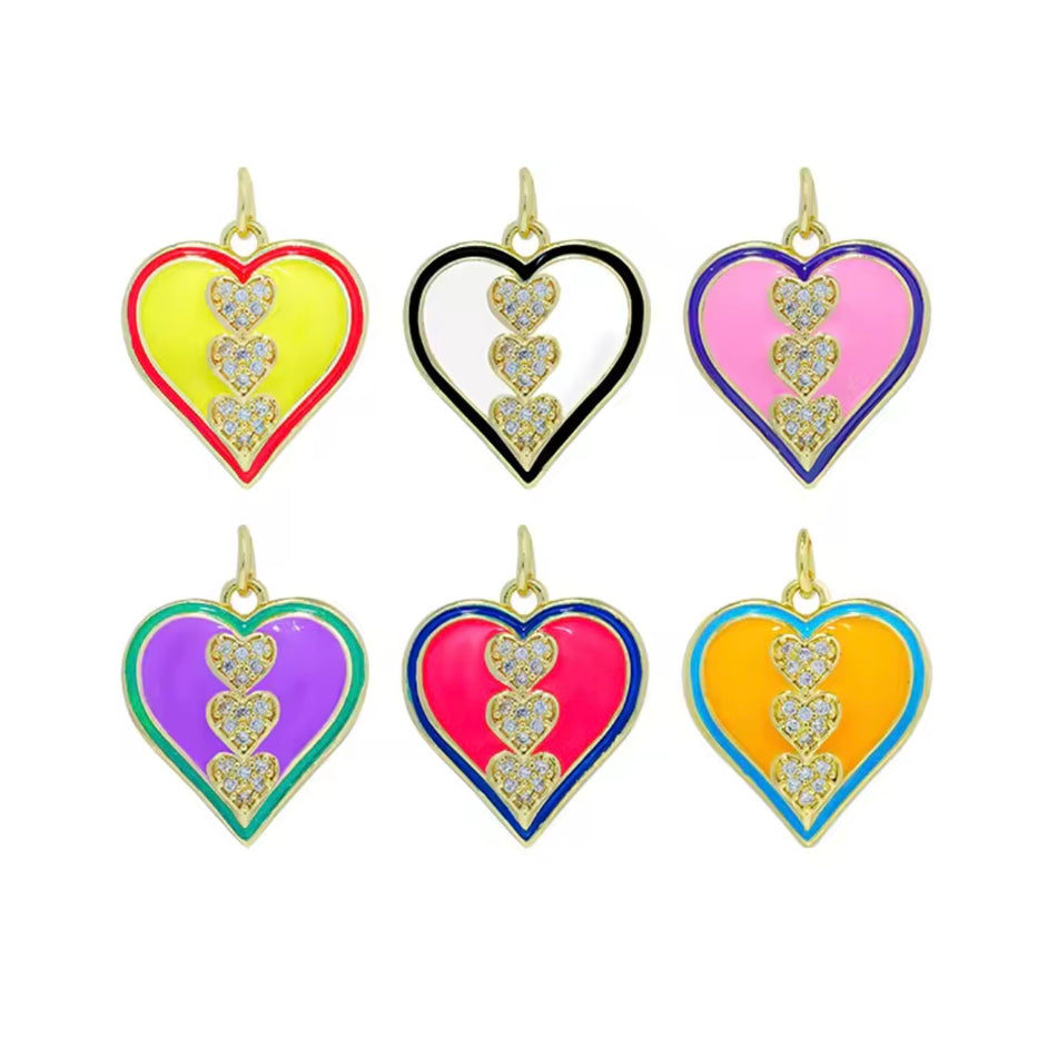 Multicolor Zirconia Heart Pendant, 1pc