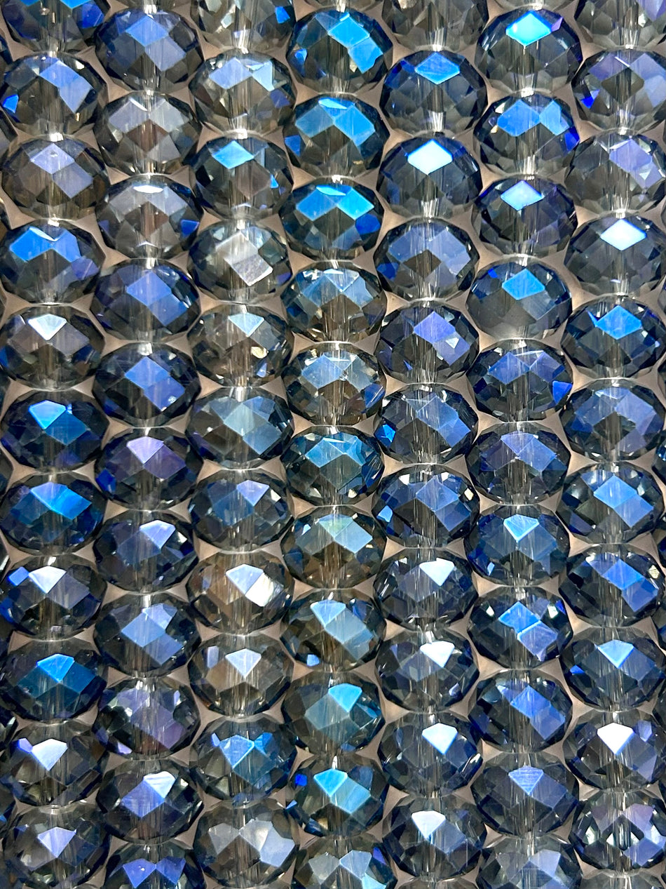 Faceted Rondelle Crystal Bead Strand, 12mm