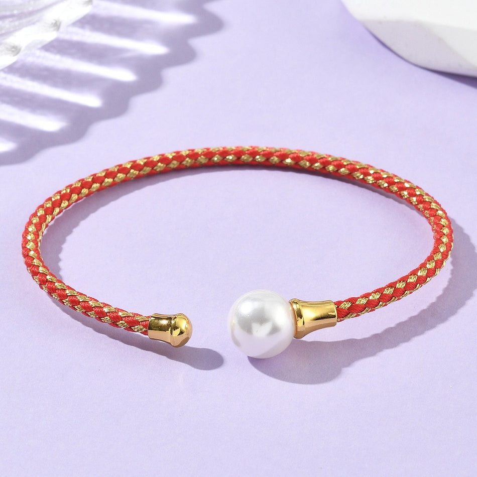 Random Color Ready-to-Wear Pearl Bangle, 62x57mm, 1pc