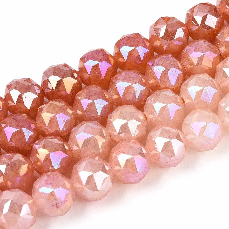 Round Faceted Electroplate Crystal Bead 10mm Strand