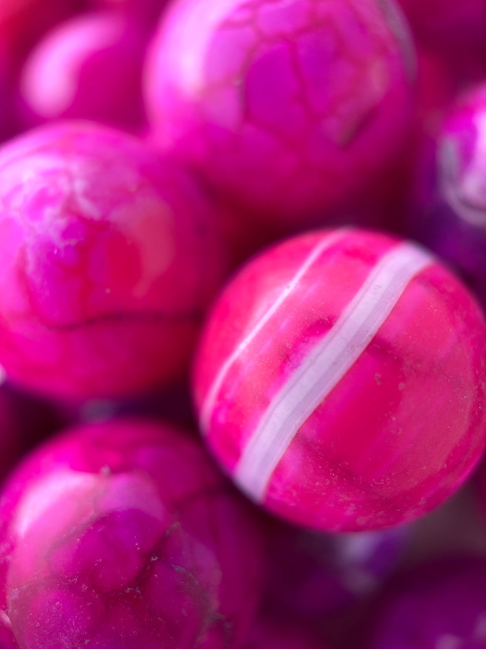 Fuchsia Round Agate Strand, 20mm