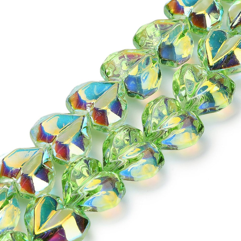 Faceted Heart Crystal Bead Strand, 15mm