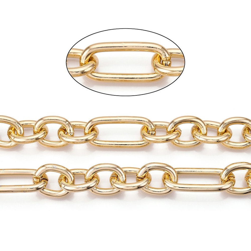 Aluminum Oval Link Gold Chain 21-36mm, 18inch