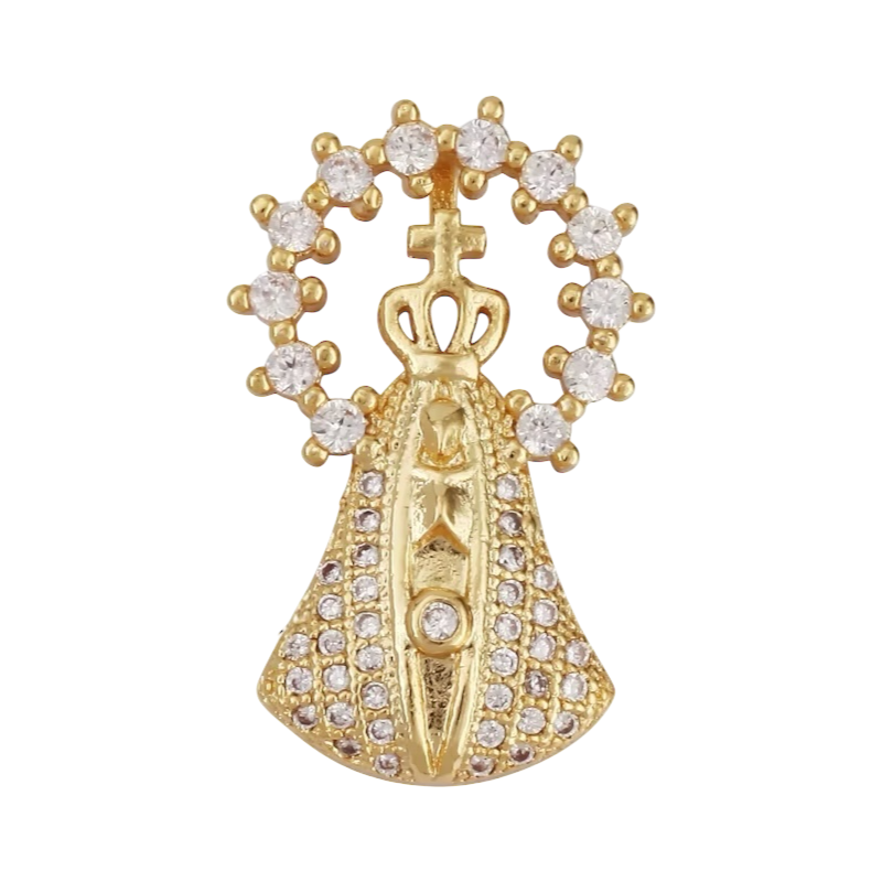 18k Gold Virgin Pendant with Zirconia 26mm, 1pc