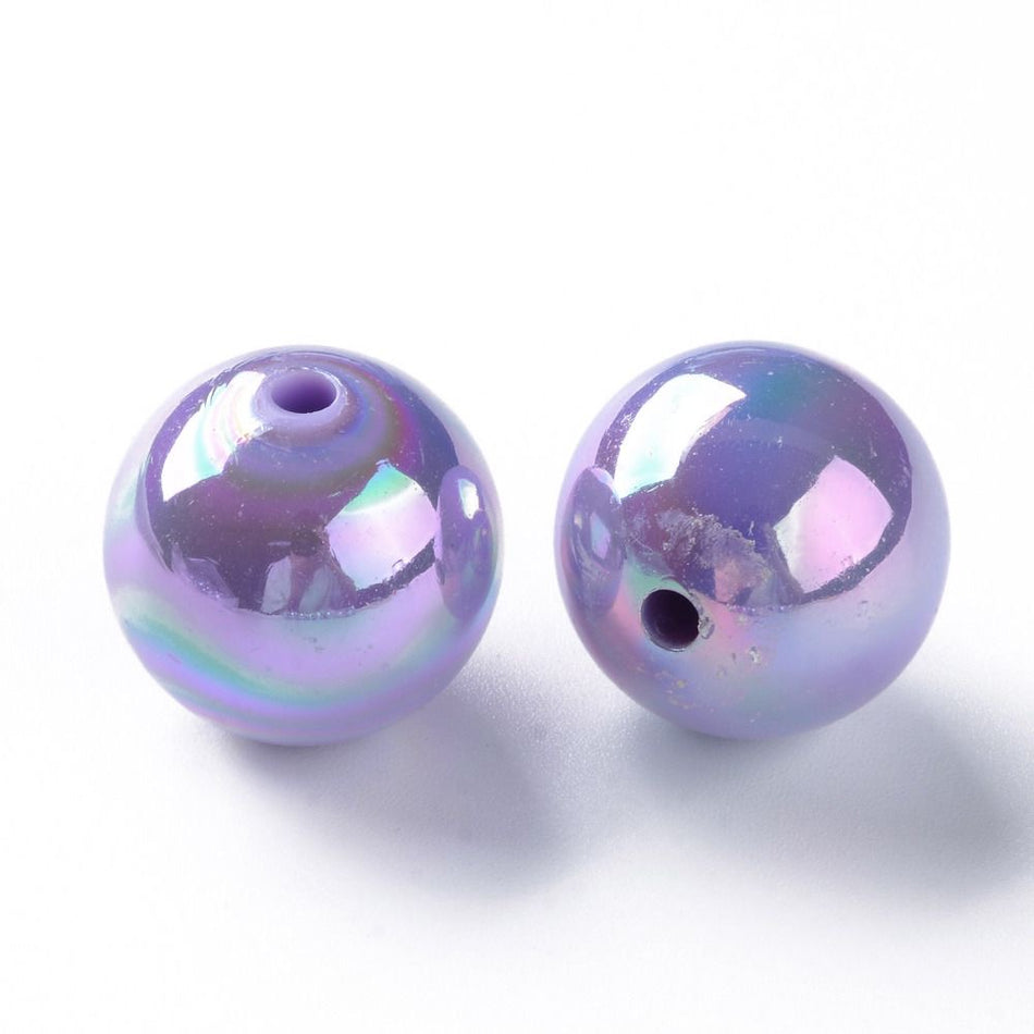 Iridescent Round Acrylic Beads 20mm, 10pcs