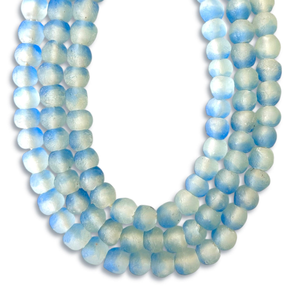 Two Tone Round African Glass Bead Strand, 16mm
