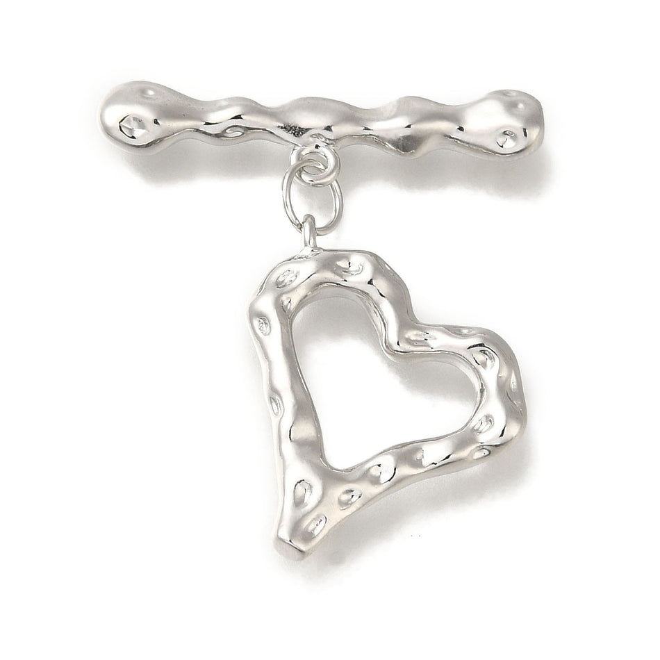 Silver Heart Clasp 21mm, 1pc