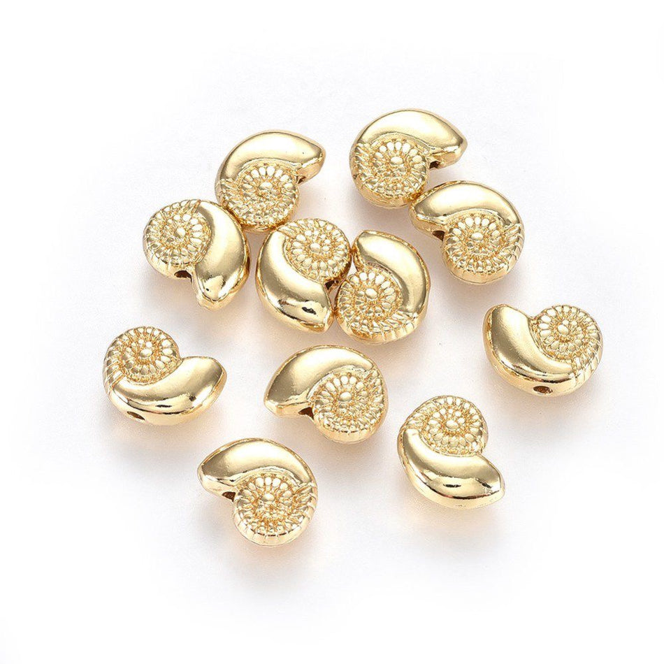 14K Gold Plated Shell Bead 8mm, 2pcs