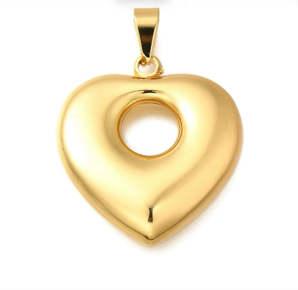 Stainless Steel Heart Pendant, 31mm