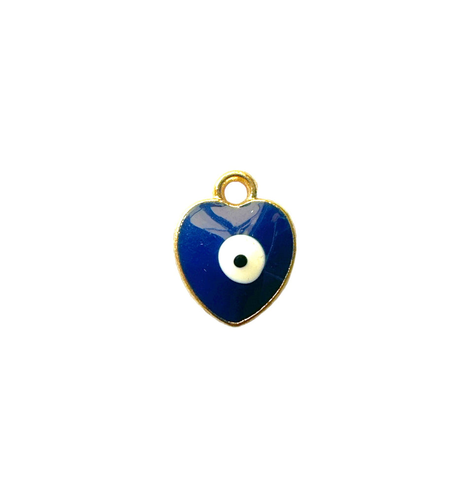 Blue Heart Evil Eye Pendant, 1pc