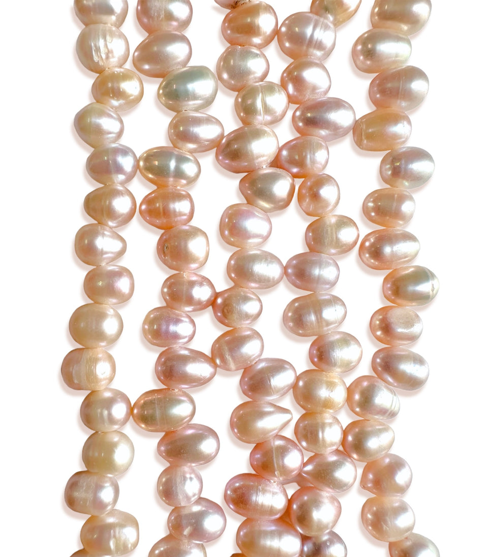 Freshwater Top Drilled Rose Pearl Strand, 8mm