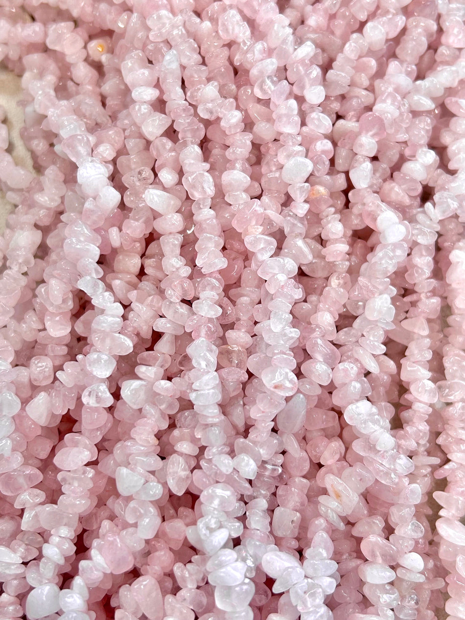 Rose Quartz Chips Strand, 6-8mm