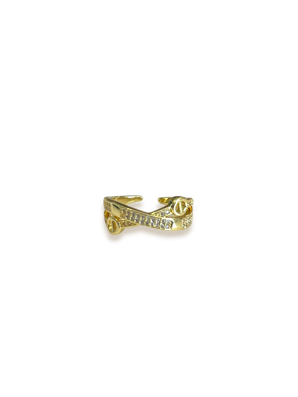 Anillo con circonitas bañadas en oro, 1 pieza