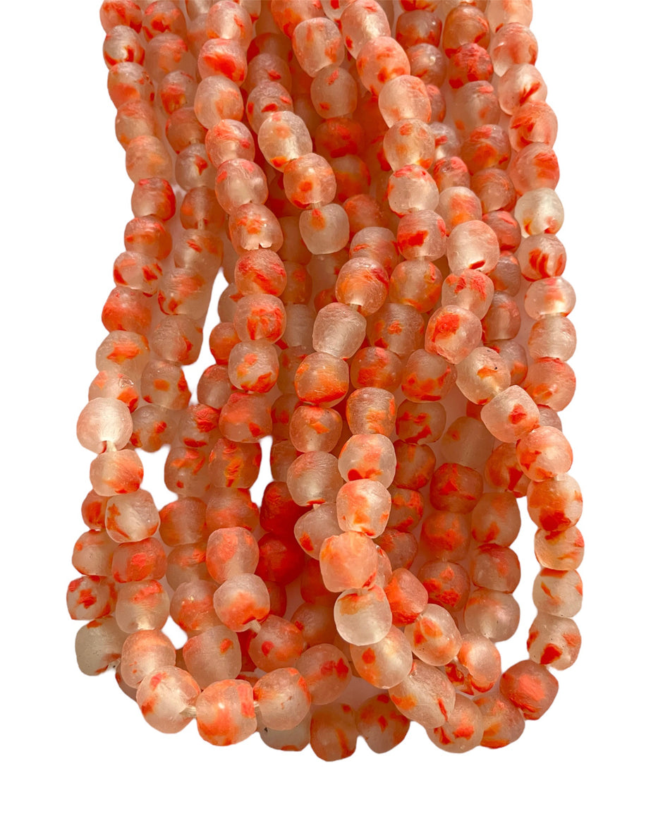 Orange Frosted African Bead Strand, 16mm