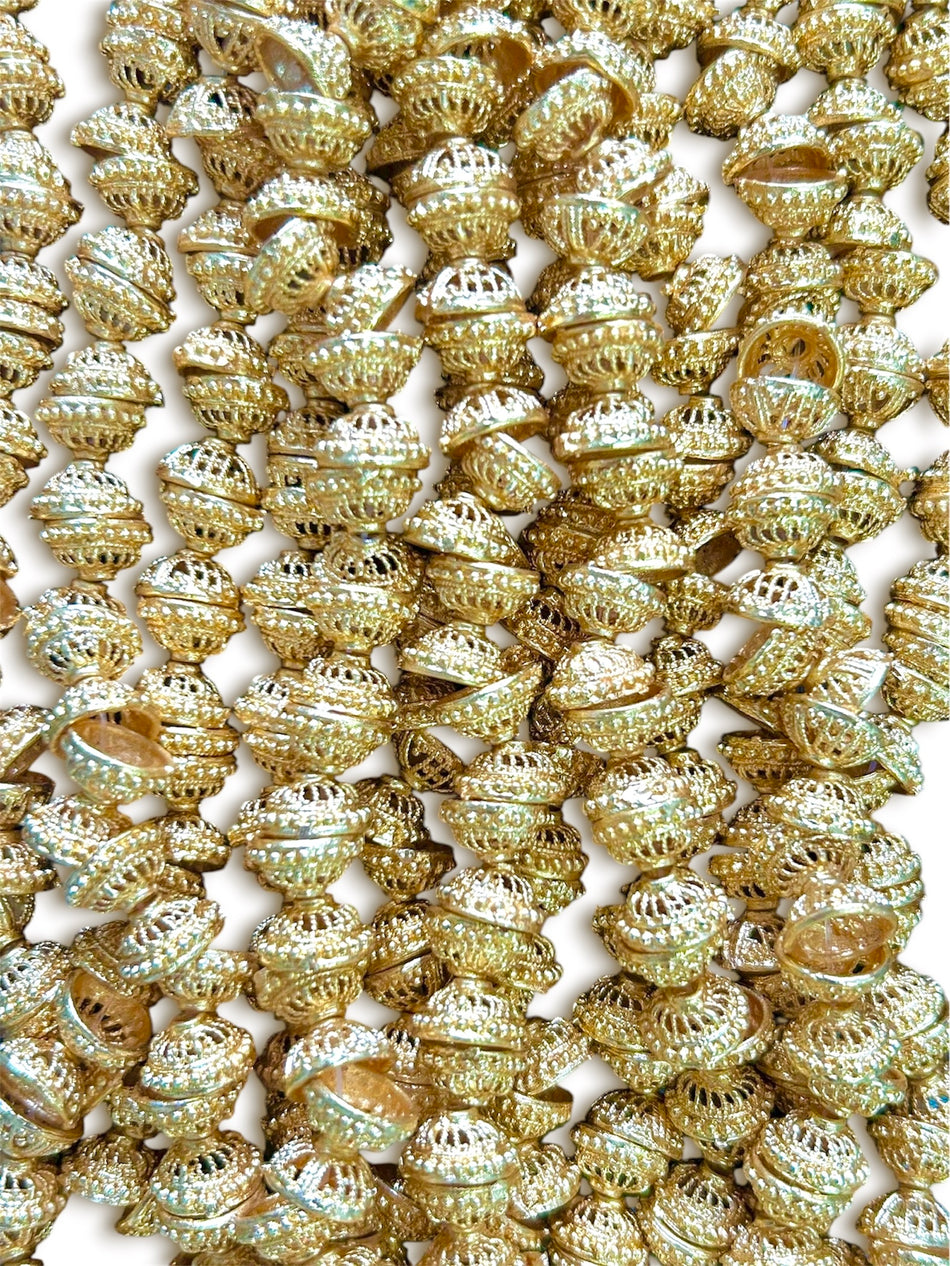 Indian Gold Beadcap Strand, 10mm