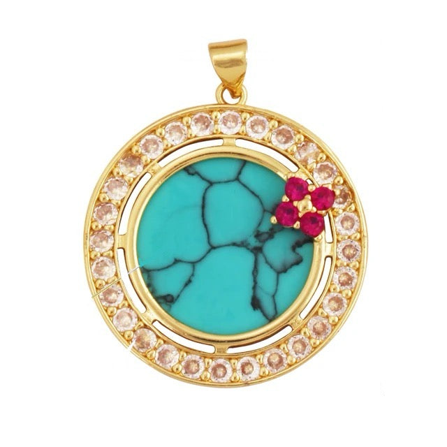 18k Gold-Plated Magnesite with Zirconia Pendant, 1pc