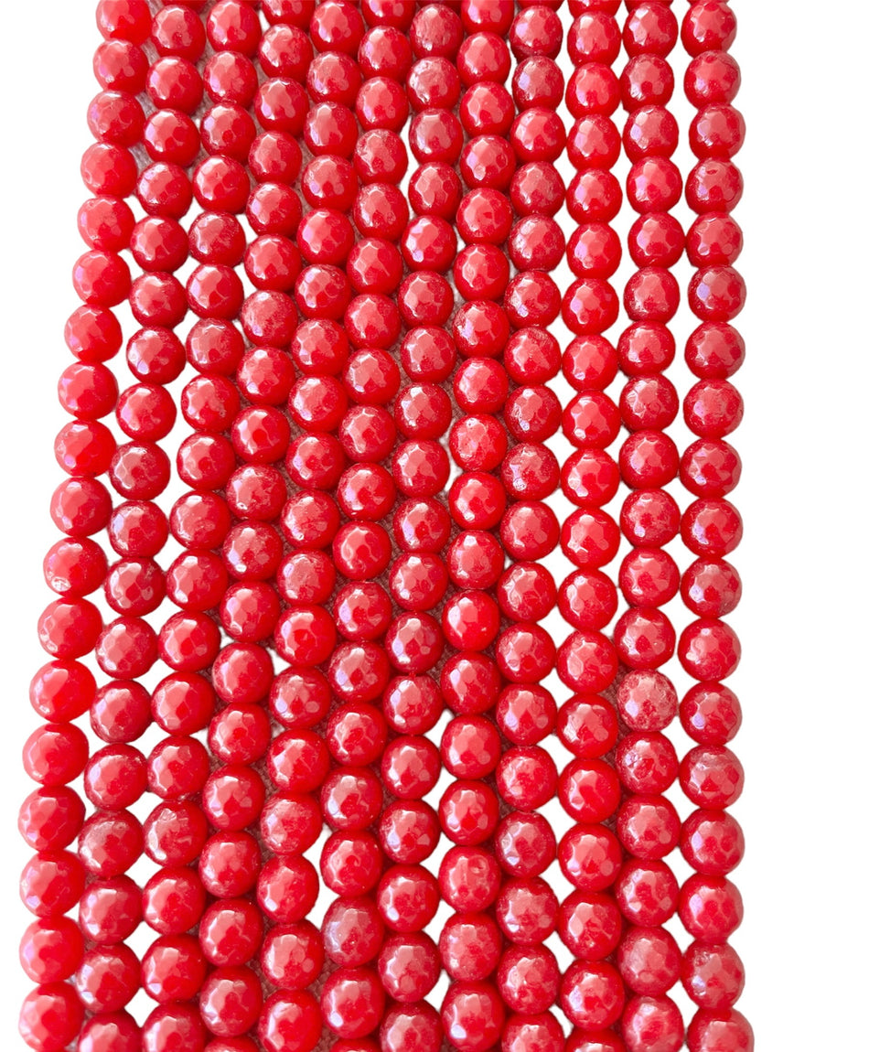 Faceted Jade Red 10mm, Strand