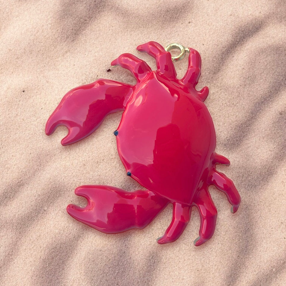 Enameled Crab Big Pendant 60mm, 1pc