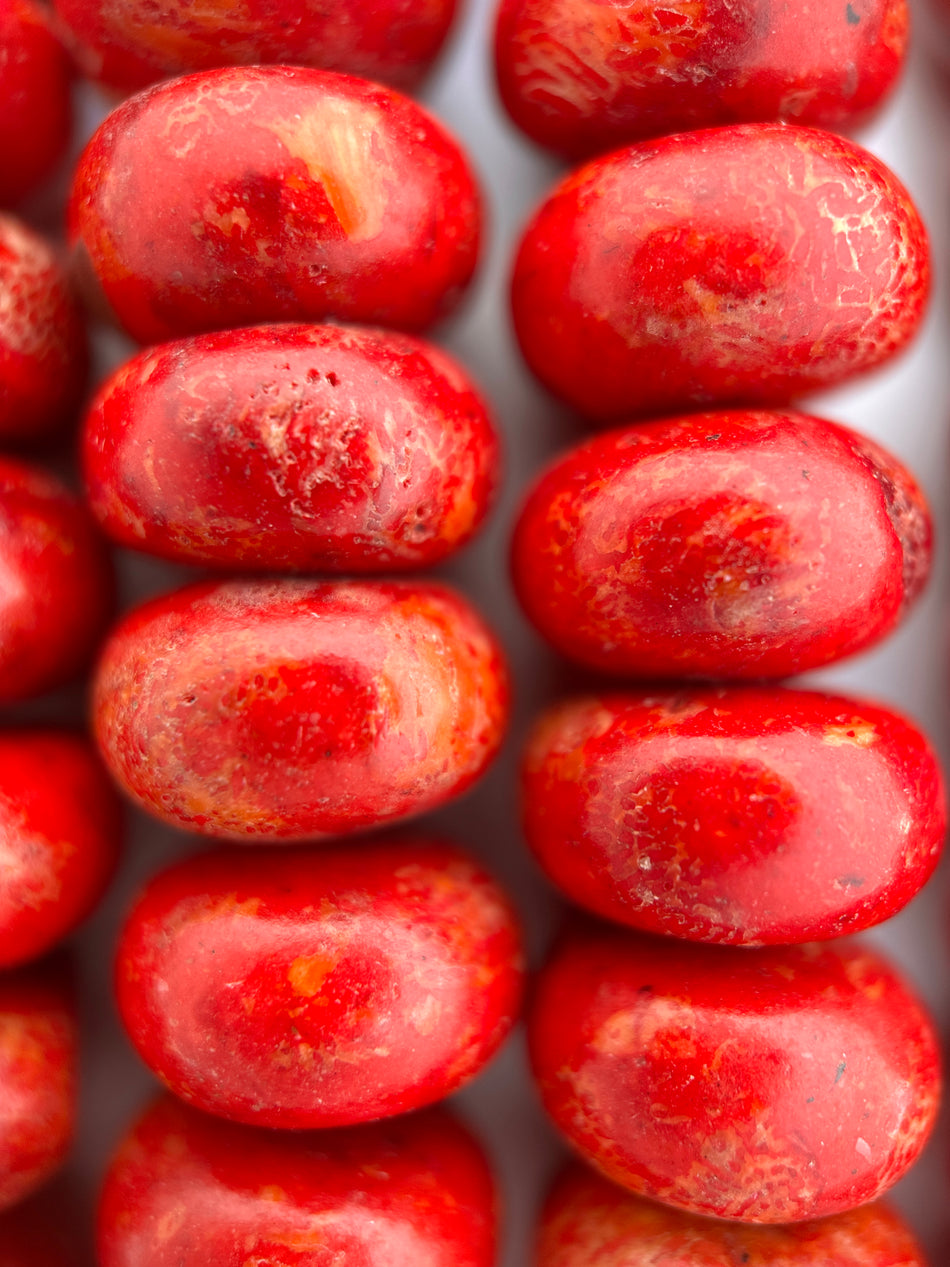 Red Rondelle Coral Bead Strand