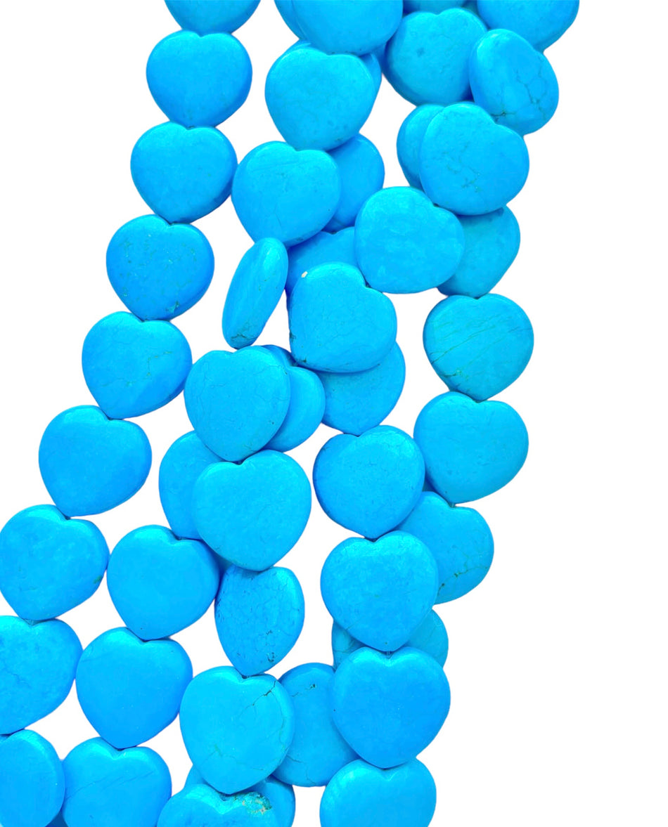 Howlite Turquoise Heart 30mm, Strand