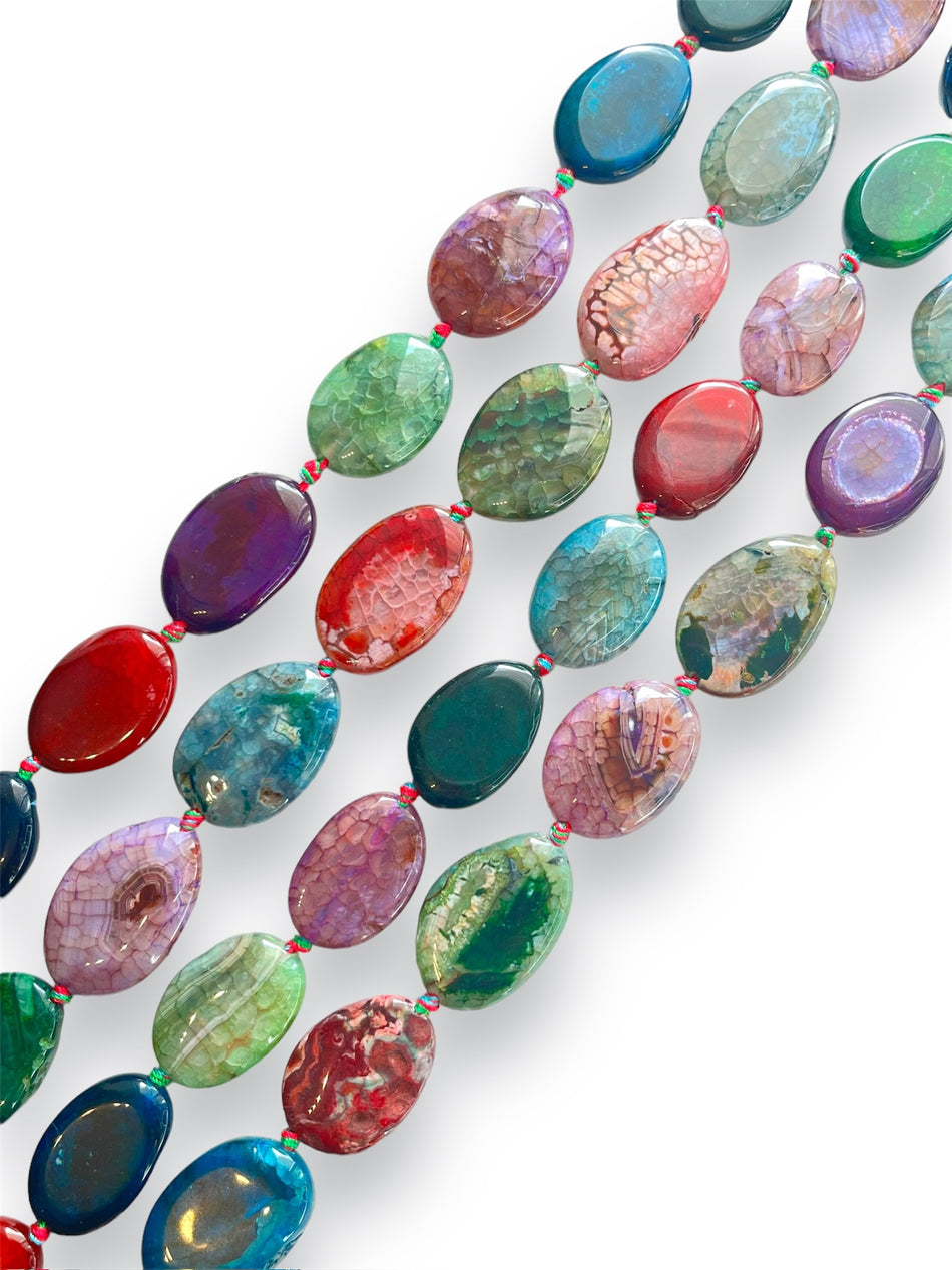 Multicolor Oval Agate Strand, 35mm