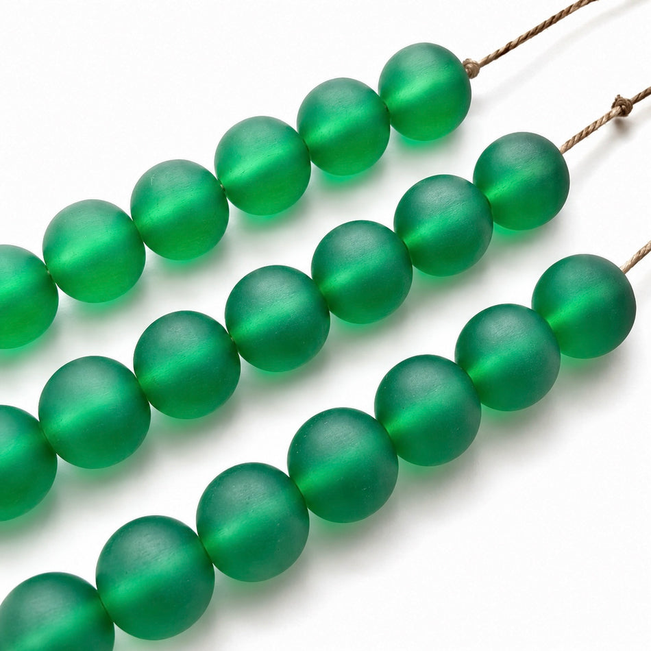 Round Transparent Matte Resin 12mm Bead Strand