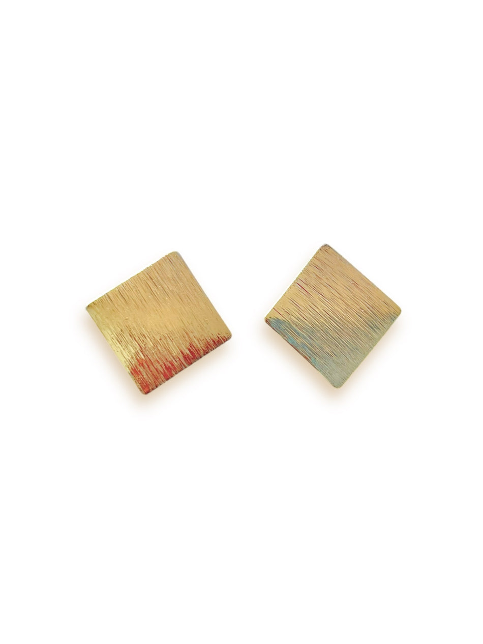 Gold Filled Square Stud Earrings, 1 Pair