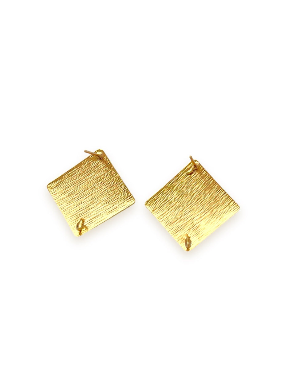 Aretes cuadrados rellenos de oro, 1 par