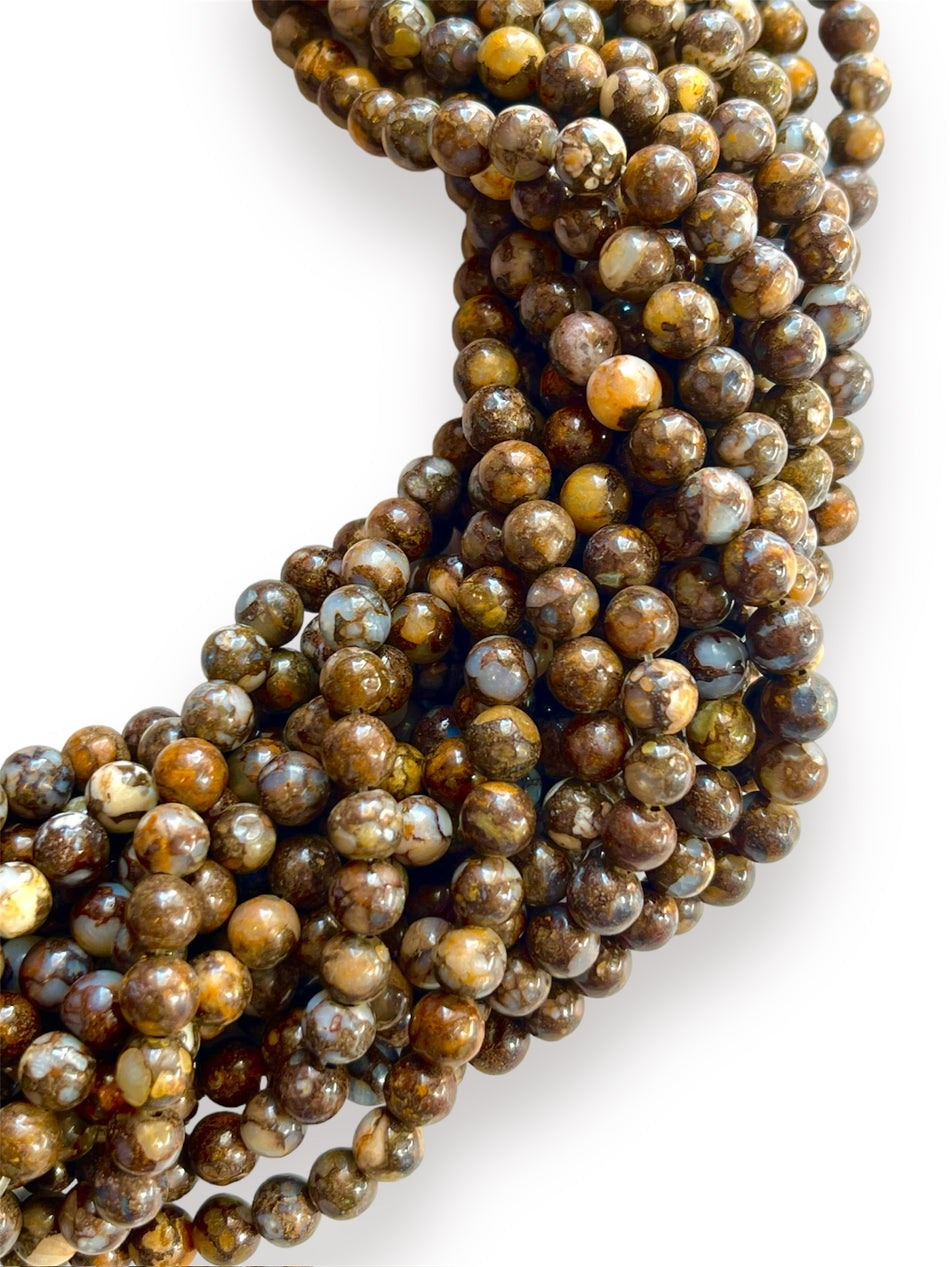 Brown Round Gemstone Strand, 6mm