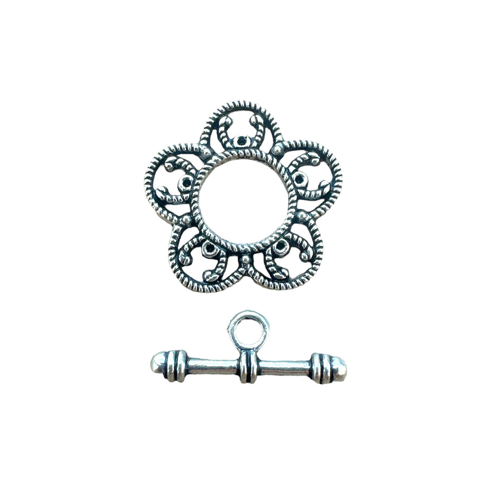 Silver Flower Closure, 2pcs