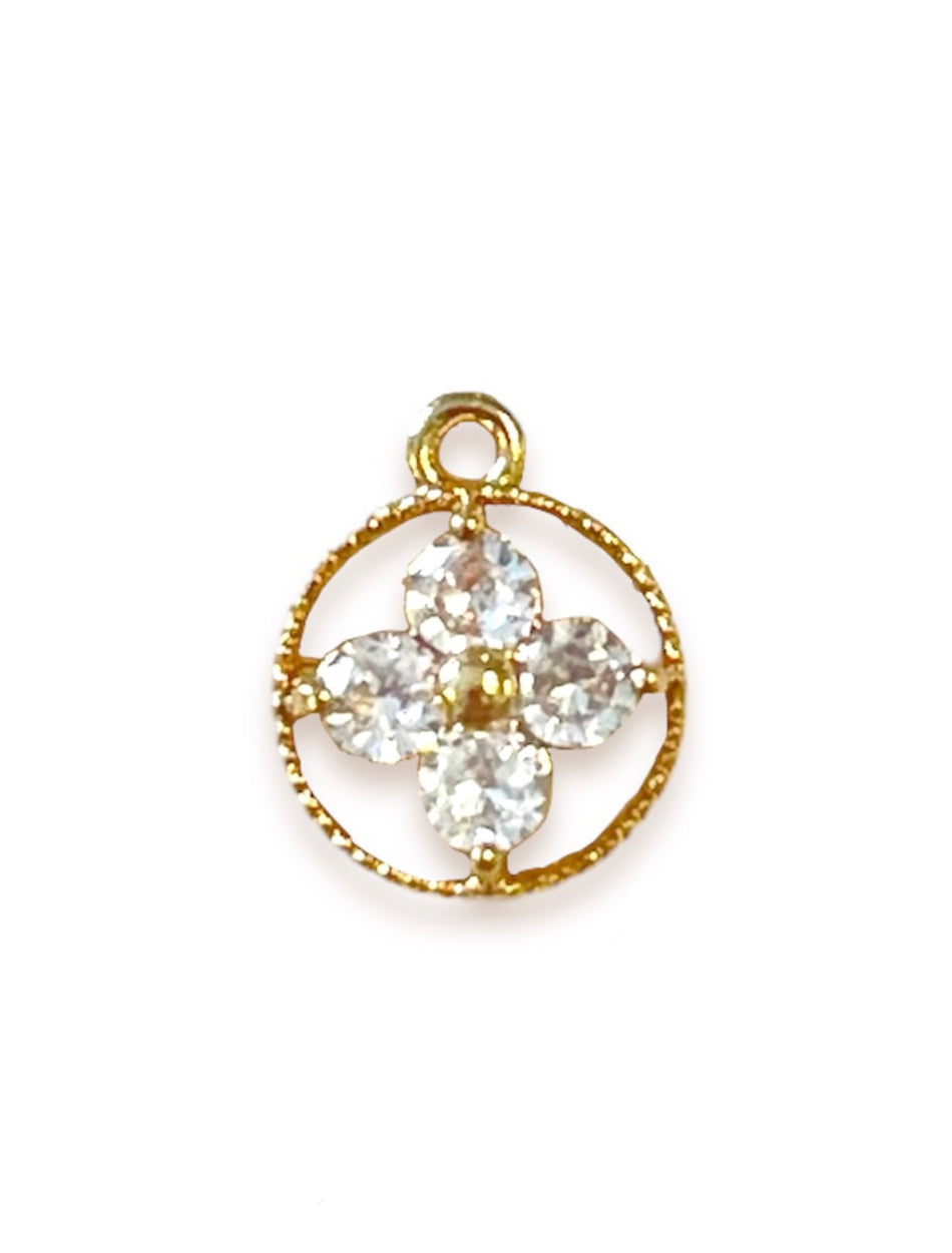 Gold Filled Zirconia Flower Charm 10mm, 2pcs