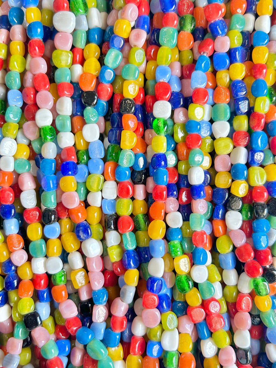 Lampwork Nugget Bead Strand, 7-8mm