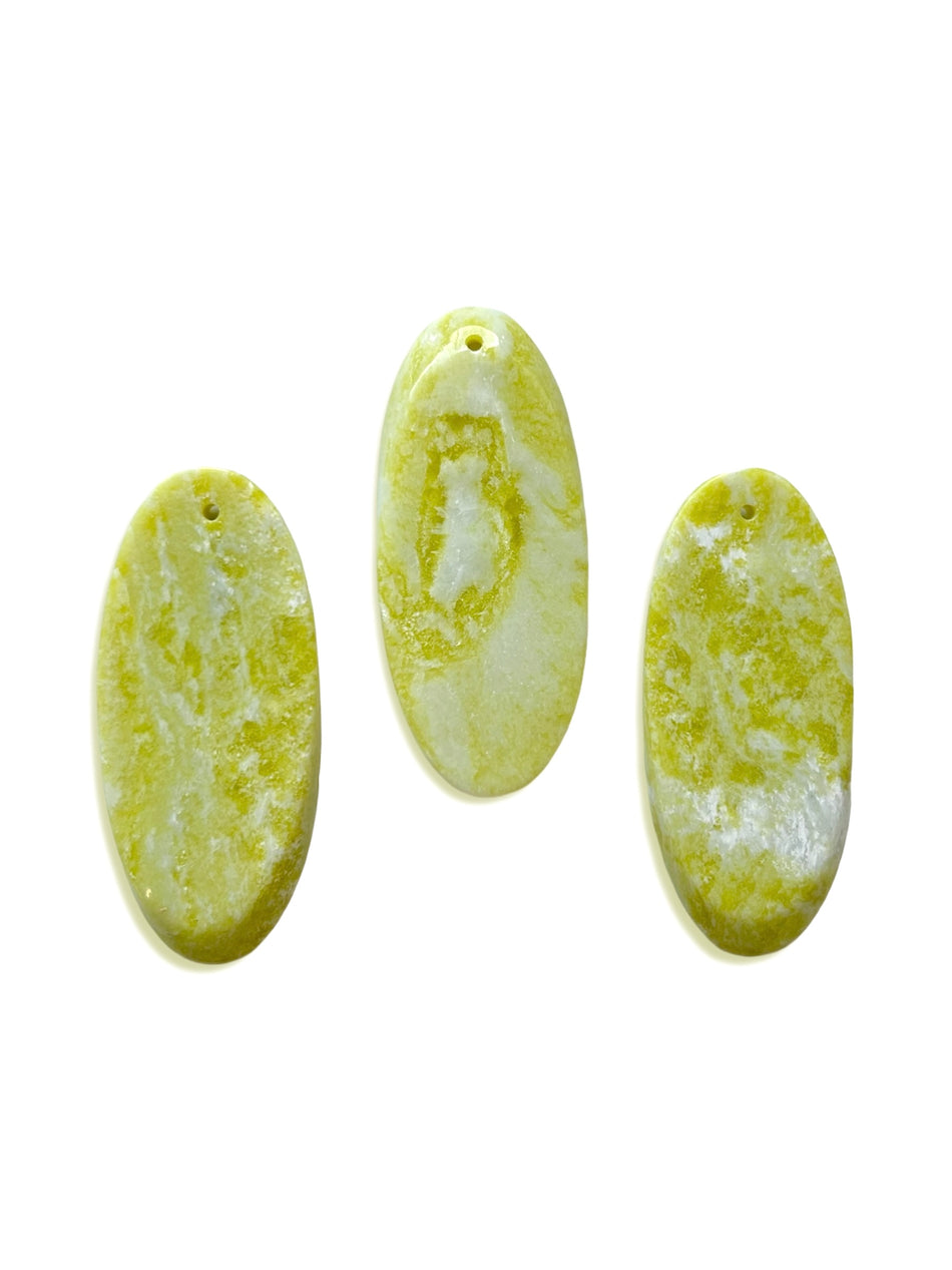 Green Oval Jade Pendant 80mm, 1pc