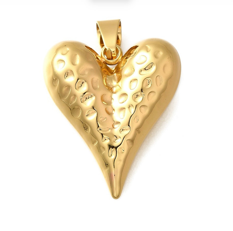 Stainless Steel Heart Pendant, 32mm, 1pc