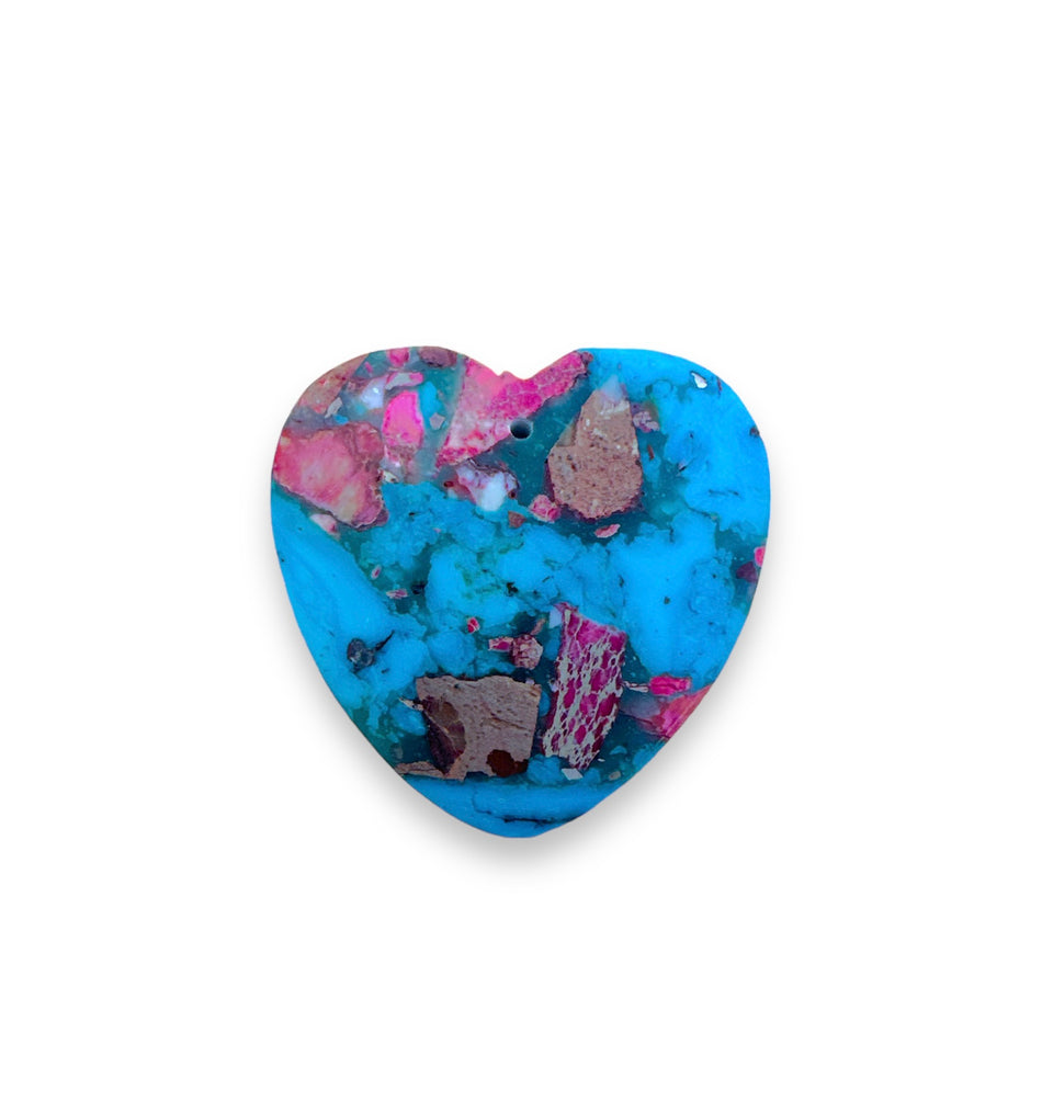 Turquoise-Red Jasper Heart, 1pc