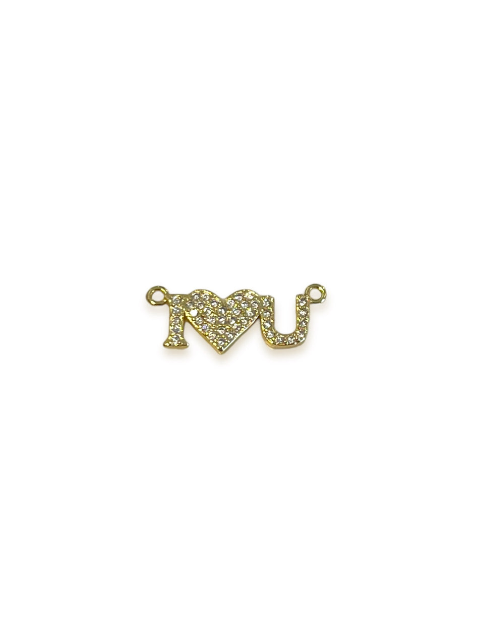 Gold Filled Zirconia I love You Connector, 1pc