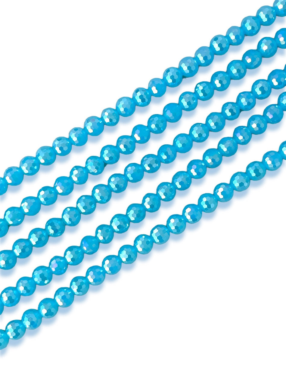 Sky Blue Faceted Round Crystal Strand, 8mm