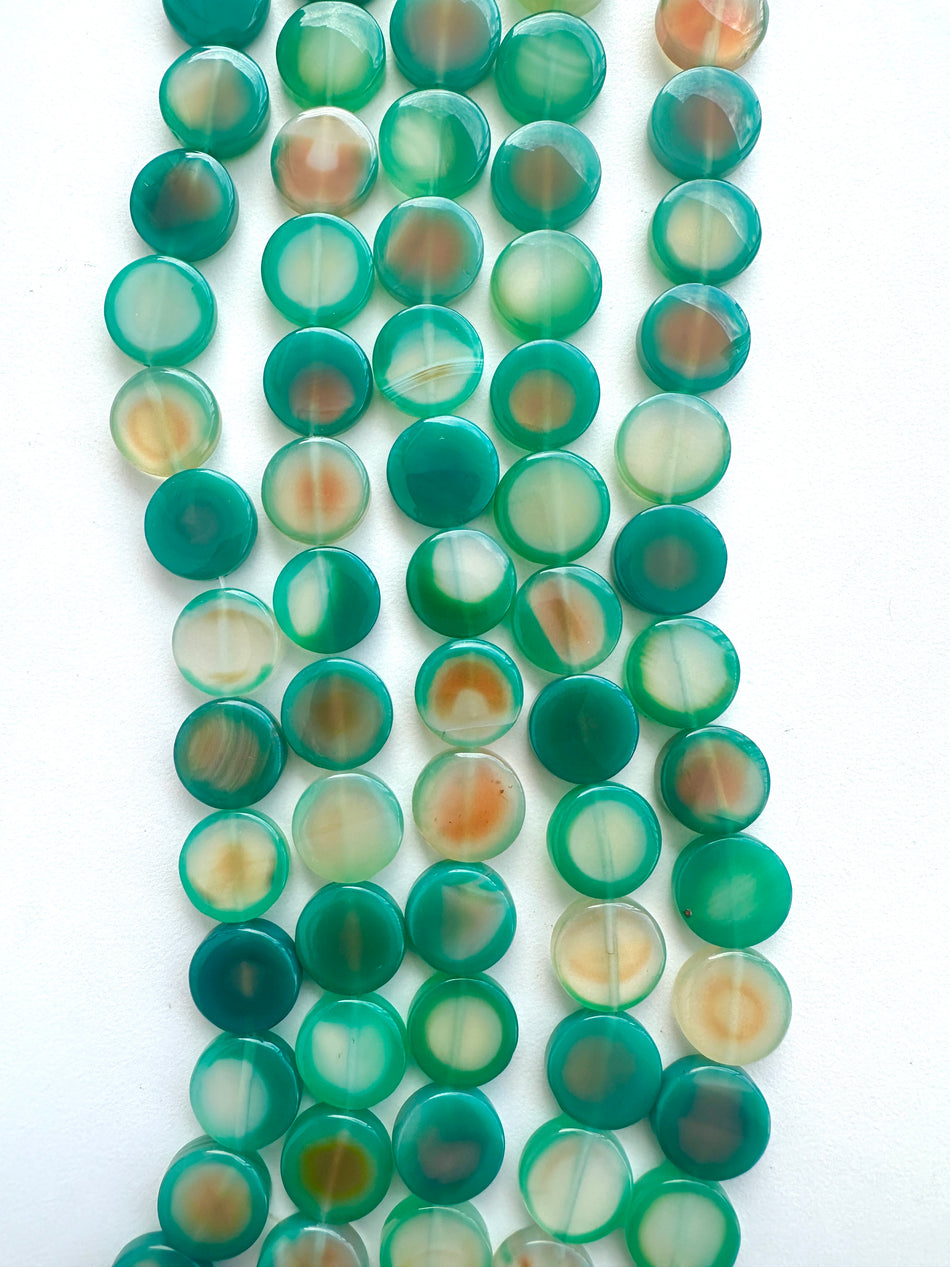 Teal Agate Strand, 14mm