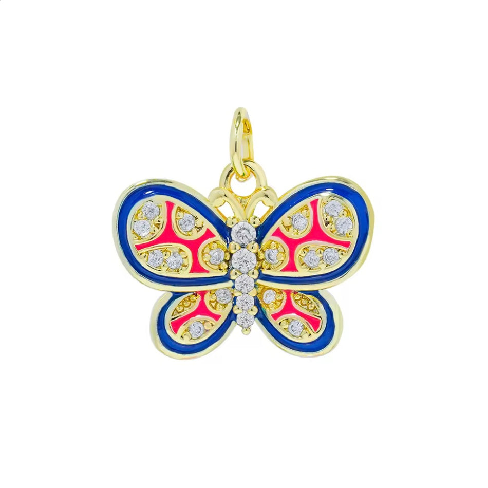 Multicolor Zirconia Butterfly Pendant, 1pc