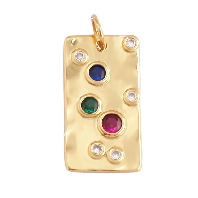 18k Gold-Plated Pendant with Zirconia Mix, 1pc
