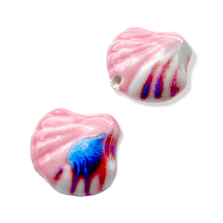 Ceramic Shell Bead 25mm, 2pcs