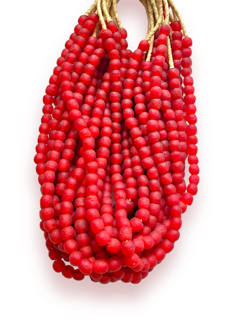 Red Frosted African Bead Strand