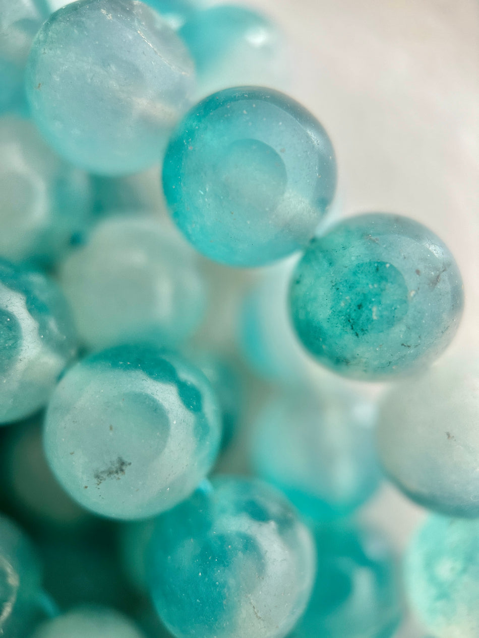 Round Blue Jade Bead Strand, 10mm